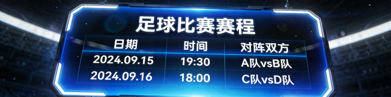 足球比赛赛程表在电子大屏幕上显示